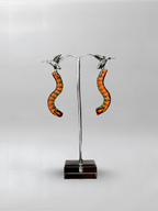 Ember Curve — one-of-one hand-carved wood and sterling silver earrings
