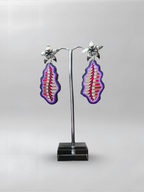 Violet Wing — one-of-one hand-carved wood and sterling silver earrings
