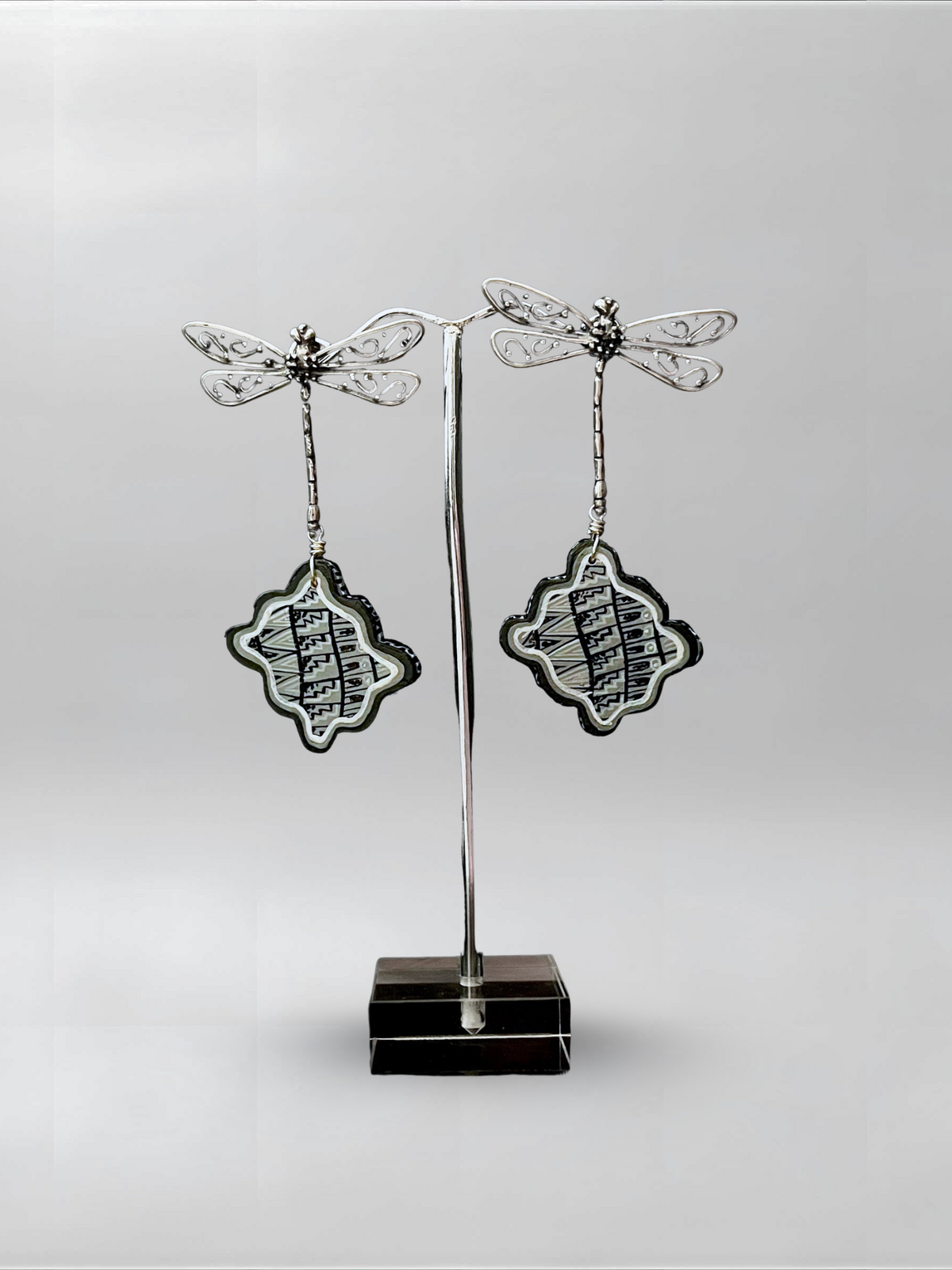 Silver Fold — one-of-one hand-carved wood and sterling silver earrings