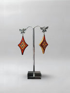 Ember Diamond — one-of-one hand-carved wood and sterling silver earrings