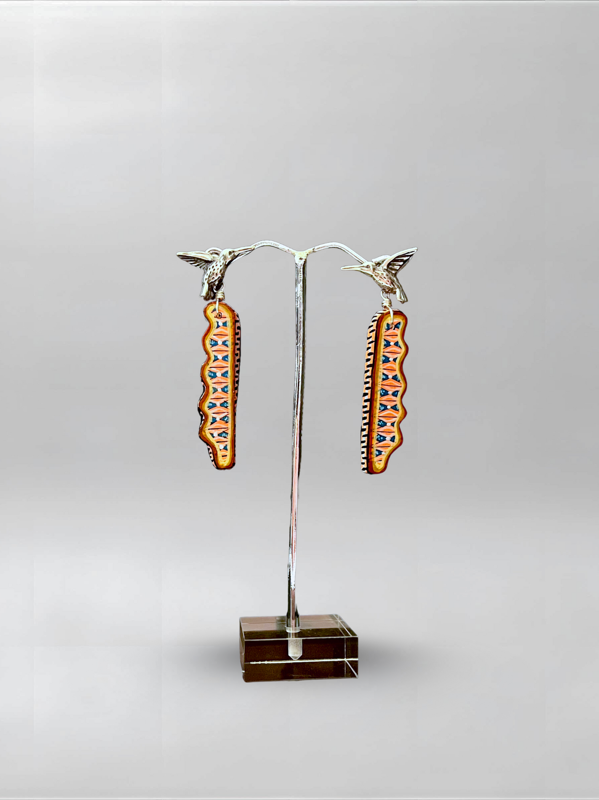 Raw Ochre — one-of-one hand-carved wood and sterling silver earrings