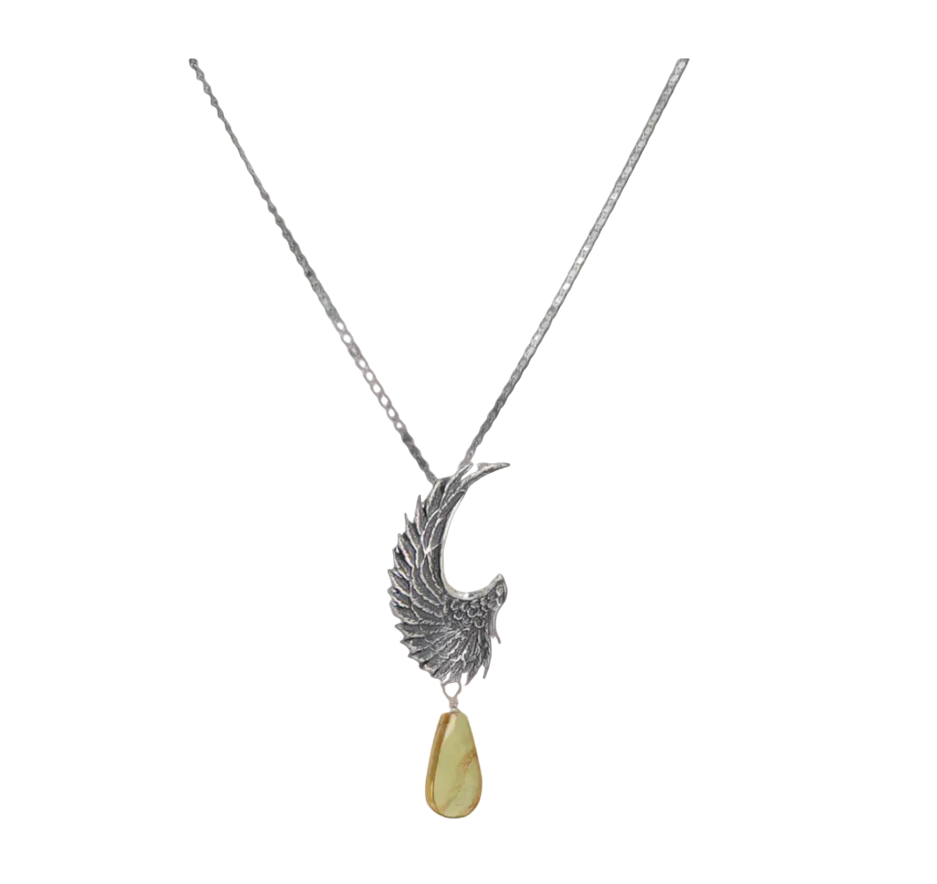 Detail of Phoenix Wing Necklace by Flora María