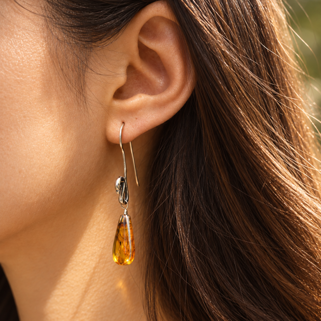 Amber Swan Earrings