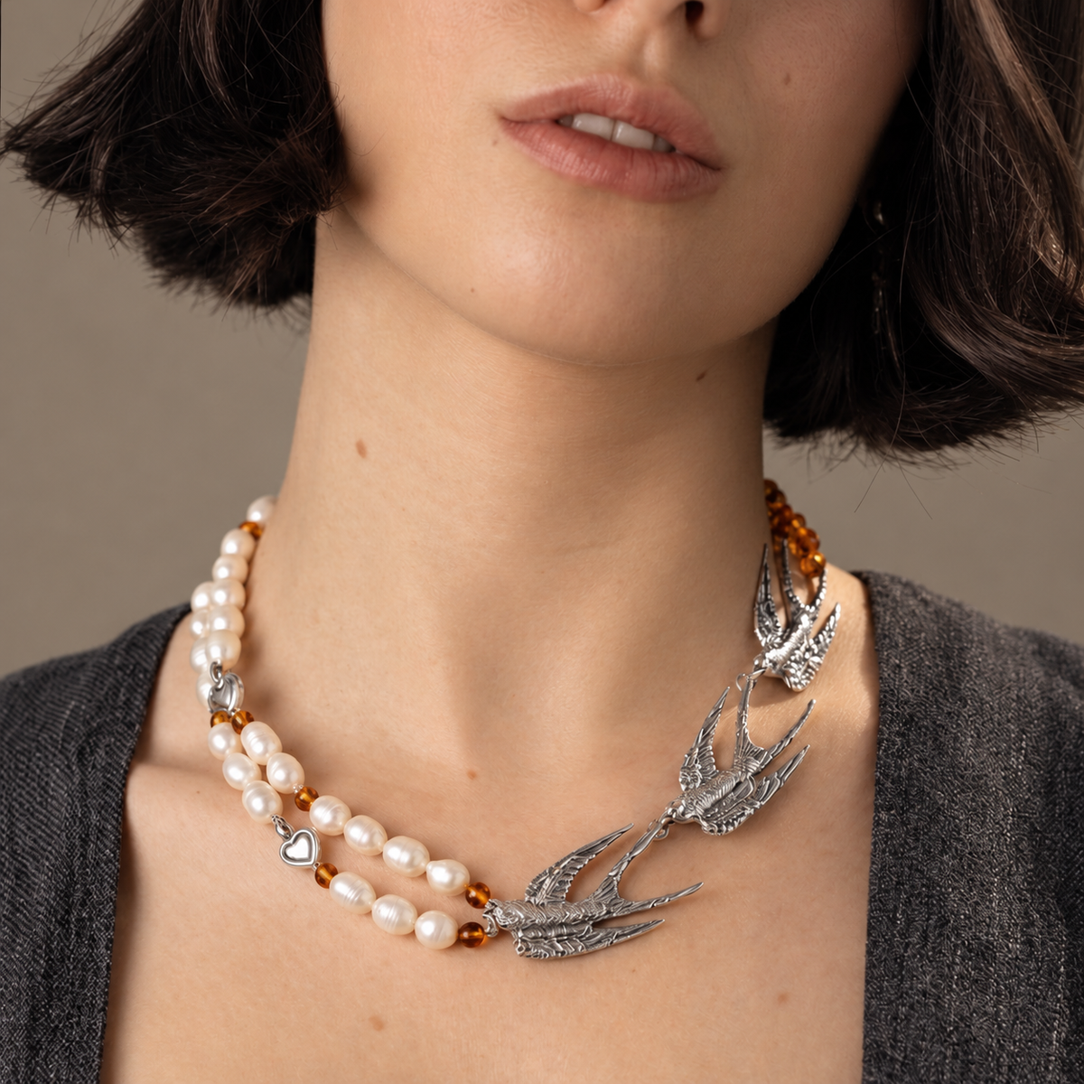 Three Swallows Necklace